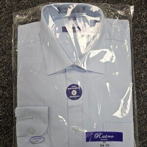 Men's Regular Fit Long Sleeve Solid Color Dress Shirts LtBlue